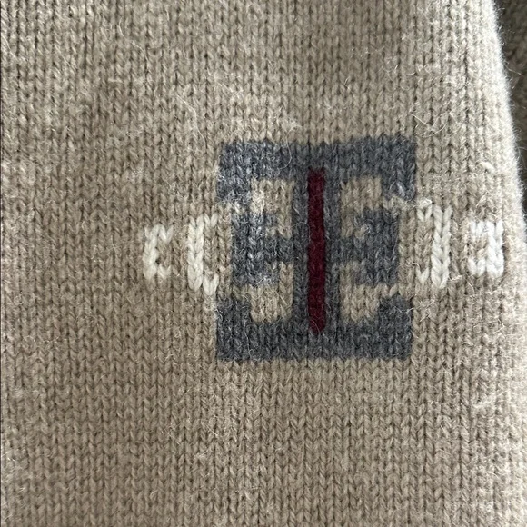 Beige Zip-Up Men's 100% Shetland Wool Sweater